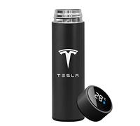 HABURN Car Smart Vacuum Flasks, Stainless Steel Insulated Bottles, Smart LCD Touch Screen, LED Digital Display Temperature, Keep Hot Or Cold, For Tesla Model 3 X Y S,Black