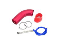 Car Snorkel Cold Air Inlet Duct Tube 3inch 76mm Universal Racing Aluminum Air Intake Pipe Black Blue Red Air Intake System Kit With Clamps Air Intake Turbo Hose(Red)