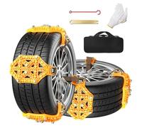 Car Snow Chains, Pack of 8 Universal Tyre Chains, Reusable Anti Snow Chains, for Winter Driving on Muddy Roads, for Tyre Widths of 165-275 mm, Most Cars, Trucks, SUVs