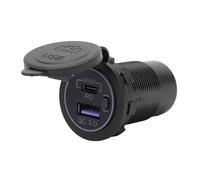 Car Socket, 12V Waterproof 65W USB C PD3.0 18W QC3.0 2 Port USB Adapter for Motorcycle RV Boat
