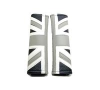 Car Soft Seat Belt Cover PU Leather 2 Pack Comfort Cushion Compatible with Mini Cooper JCW ONE S R61 R60 R55 R56 R57 F54 F55 F56 F57 F60 Clubman Countryman Hardtop Hatchback (Union Jack Grey)