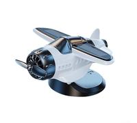 Car solar decoration featuring rotating propeller fighter aircraft ornament with light activated movement (white)