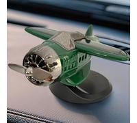 Car solar decoration featuring rotating propeller fighter aircraft ornament with light activated movement (Olive Green)
