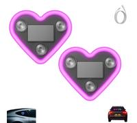 Car Solar Heart LED Light, Ip65 Waterproof Led Neon Car Decoration - Auto Day-Charge, for Auto Wall Window, No Tools, Wire-Free Installation (Pink,2pcs)