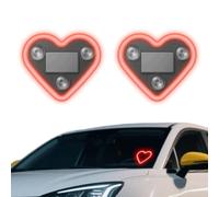 Car Solar Heart LED Light, Solar Powered Wireless LED Heart Shape C-Pillar Neon Light, Hearts Shaped Ambient Lights for Car, IP 65 Waterproof Ambient Lamp(Red*2)