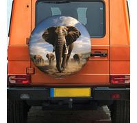 Car Spare Tire Cover Ferocious Elephant Trailer Tire Cover Waterproof Dustproof Spare Wheel Cover for Rv SUV Truck Travel Trailer 15 inch
