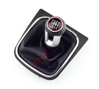 Car Speed Gear Shift Knob Dustproof Cove 5or6 PU Leather Shift Knob Gaitor Cover, Fits for VW, for Golf MK6 2009-2012 Car Gear Shifter Knob(Black 6 Speed)(Red 6 Speed a)