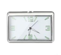 Car Square Clock for Dashboard with Digital Quartz Movement and Clear Glass Mirror Suitable for Car Interior Display and Driving Assistance (White Parade)