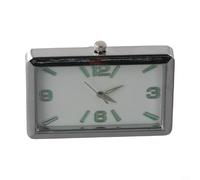 Car Square Clock with Glass Mirror Face| Quartz Electronic Watch for Dashboard| Fitment with Sticker and Clamp| Clear Scale Display(F-luminous)