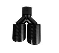 Car Stainless Steel Exhaust 1 Pcs Universal Car Carbon Fibre Tail Throat Silencer Length Black Y-Shaped Double Out Twill Glossy Exhaust Muffler Tip(63.5mm-101mm-Left)