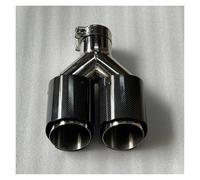 Car Stainless Steel Exhaust 1Pc Dual Exhaust Tip Glossy Carbon Fiber Double Exhaust Nozzle Tailpipe Exhaust System Muffler Tip For BMW Universal(ID 60MM-OD 76MM)