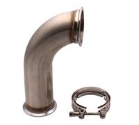Car Stainless Steel Exhaust Pipe Universal 3" Inch V-band Stainless Steel 90 Degree Elbow Adapter Exaust Downpipe Flange W/Clamp Pipe 6" Leg Car Pipe Exhaust