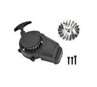 Car Starter Black Pull Start+ Flywheel For 47cc 49cc 2 Stroke For Mini Pocket Scooter Dirt Bike ATV Recoil Starter Puller Engine Starting Starters(Black Kit)