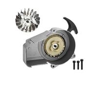 Car Starter Black Pull Start+ Flywheel For 47cc 49cc 2 Stroke For Mini Pocket Scooter Dirt Bike ATV Recoil Starter Puller Engine Starting Starters(Silver Kit)