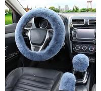car steering cover Car Steering Wheel Cover Winter Universal Soft Fluffy Handbrake Shift Auto Interior Accessories wheel sleeve protector(Blue)