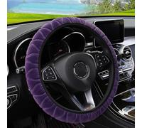 car steering cover The Soft Short Fur Plush Pressed Flower Car Interior Accessor Inner-free Steering Wheel Cover Is Suitable For 14.5-15inch protectorset(Purple)