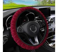 car steering cover The Soft Short Fur Plush Pressed Flower Car Interior Accessor Inner-free Steering Wheel Cover Is Suitable For 14.5-15inch wheel sleeve protector(WINE RED)
