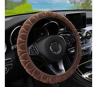 car steering cover The Soft Short Fur Plush Pressed Flower Car Interior Accessor Inner-free Steering Wheel Cover Is Suitable For 14.5-15inch protectorset(Brown)