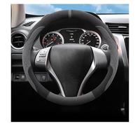 Car Steering Protection Round Suede Leather Car Steering Wheel Cover For Nissan For Murano For Z For Sakura 2015 2016 2017 2018 2019 2020 2021-2025 Interior Accessories(Black Grey)