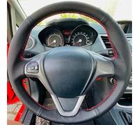 Car Steering Wheel Braid Car Steering Wheel Cover Wrap Anti-Slip Black Artificial Leather For EcoSport For Fiesta 2008-2017(White Thread)