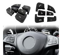 Car Steering Wheel Button Cover Replacement Voice Audio Control for Mercedes Benz C GLC V Class W205 X253 W447 (Black, Left Side)