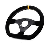 Car Steering Wheel Cover 300mm Racing Steering Wheel Flat Suede Car Drift Pc Game Wheels Control Universal PCD-70mm(Stitching yellow)