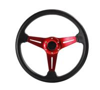 Car Steering Wheel Cover 350mm/14Inch Sport Steering Wheel Aluminium+PU Drift Simulation Racing Game Universal(Red)