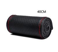 Car Steering Wheel Cover 36-40cm DIY Leather Braid On The With Needles Thread Car-Styling Steering Covers Hand-Stitched Wheel Cover(Red Thread 40cm B)