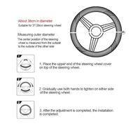 Car Steering Wheel Cover 38cm Steering Wheel Cover PU Leather Anti Slip Steer Wheel Protector Breathable Fiber Braid Universal Steering Cover(WHITE)
