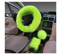 Car Steering Wheel Cover 3PCS Steering Wheel Cover Set Auto Plush Warm Fluffy Fuzzy Car Accessories For Women Girl Steering Wheel Cover (Color : Lime Green)