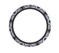 Car Steering Wheel Cover â€“ Gray Cow Print Elastic Fabric Sleeve, Breathable, Suitable for Auto, Trucks, SUV