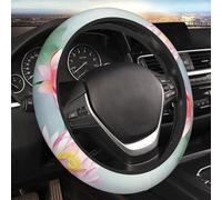 Car Steering Wheel Cover Beautiful Lotus Flowers Car Elastic Stretch Steering Wheel Cover Universal 15 Inch Non-Slip Auto Steering Wheel Protector For Car SUV Van Sedan Truck