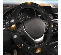 Car Steering Wheel Cover Black and Gold Ballons Car Elastic Stretch Steering Wheel Cover Universal 15 Inch Non-Slip Auto Steering Wheel Protector For Car SUV Van Sedan Truck
