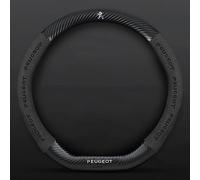 Car Steering Wheel Cover Carbon Fiber for Peugeot 308 III Active Pack 2021-2024, Auto Steering Wheel Protector PU Leather Anti Slip,black-B