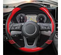 Car Steering Wheel Cover Carbon Fiber Leather Car Steering Wheel Cover 38cm For A1 A3 A4 A5 A6 A7 A8 Q2 Q3 Q5 Q7 Q8 S4 S3 S5 S6 S8 Accessories Steering Wheel Covers(RED O SHAPE)