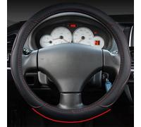 Car Steering Wheel Cover Carbon Fiber PU Leather Non-slip Cute Auto Interior For Peugeot 107 206 207 307 408 508 wheel hubs(Rosso)