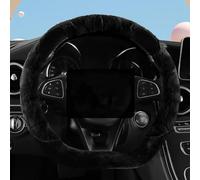 Car Steering Wheel Cover Case Winter For Dodge RAM, Auto Protector Warm Plush Soft Universal Fur Wheel Car Interior Accessories,Black-D