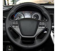 Car Steering Wheel Cover Customize No-Slip Black Artificial Leather For Hyundai For Sonata 9 2015-2017 4-Spoke Auto Accessories Styling(Titanium Thread)