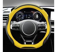 Car Steering Wheel Cover D Shape Leather Cover Accessories Interior For Kia For Stinger For Soul 2018 2019-2021 Interior Decoration(Yellow)