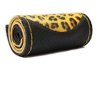 Car Steering Wheel Cover DIY Car Steering Wheel Cover Leopard Texture Artificial Leather Comfortable And Wear-resistant 38CM With Needle Thread Steering Wheel Covers(Yellow)