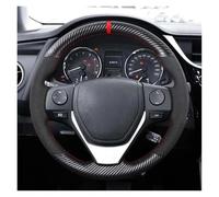 Car Steering Wheel Cover DIY Soft Black Genuine Leather Suede Car Steering Wheel Covers For Toyota For RAV4 2013-2019 For Corolla 2014-2019 Interior Accessories(Style 4)