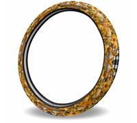Car Steering Wheel Cover Fall Scenery Hill House Black Plaid Steering
