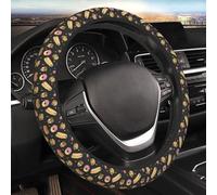 Car Steering Wheel Cover,Fast Food Pizza Tacos Pattern Anti Slip Steering Wheel Protector Universal 15 Inch Auto Interior Decor for Women Men