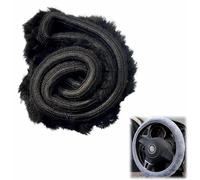 Car Steering Wheel Cover, Fluffy Plush Steering Wheel Cover, 36-39 cm, Anti-slip, Warm Plush, Protector Stretch Auto Accessory Decoration for Women and Men, Black