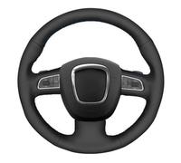 Car Steering Wheel Cover For A3 8P For Sportback A4 B8 For Avant A5 8T A6 C6 A8 D3 Q7 8R Q5 4L S4 S3 Black Artificial Leather Steering Wheel Cover Non-Slip Steering Wheel(Yellow Thread)