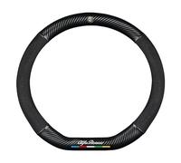 Car Steering Wheel Cover for Alfa Romeo Giulia (952) 2022-, Leather Steering Wheel Protector Cover Car Accessory Sports Style Wheel Cover,Bla-ck