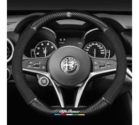Car Steering Wheel Cover for Alfa Romeo Giulietta 2010-2016,Microfiber Leather with Emblem logo Sport Steering Wheel Protector Breathable Anti slip Durable Odorless All Seasons Interior Accessories