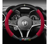 Car Steering Wheel Cover for Alfa Romeo Tonale 2022-2024,Microfiber Leather with Emblem logo Sport Steering Wheel Protector Breathable Anti slip Durable Odorless All Seasons Interior Accessories
