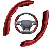 Car Steering Wheel Cover for Audi RS5 4 doors 2019-2021 2022 2023 2024 2025, Half Pack Anti-slip Breathable Carbon Fiber Protector Cover, 38cm,Red