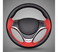 Car Steering Wheel Cover For BMW E90 E91 E92 E93 E87 E81 E82 E88 X1 E84 Steering Wheel Cover Black Braiding Hand Sewing Genuine Leather Steering Wheel Protector(Red Blue Thread)